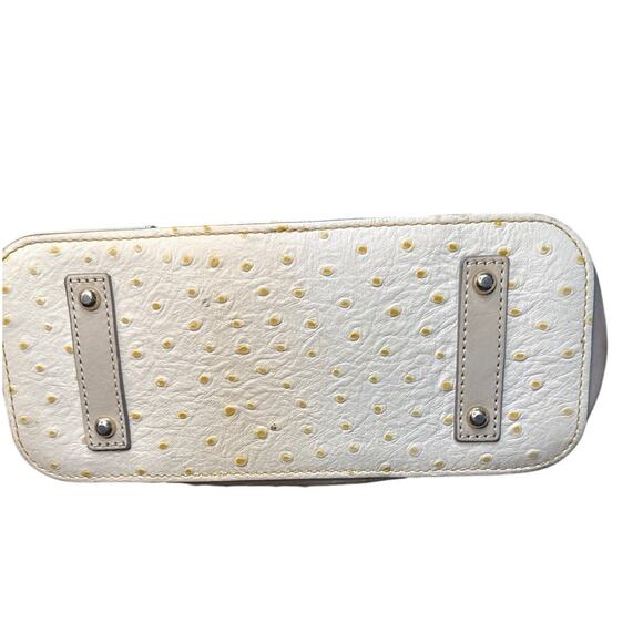 Dooney and Bourke Ostrich Shoulder or Handbag White Taupe Leather - Picture 5 of 16